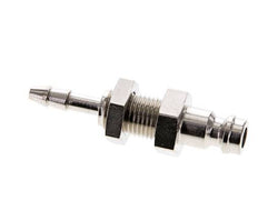 Messing vernickelt DN 5 Luftkupplungsstecker 4 mm Schlauchsäule Bulkhead