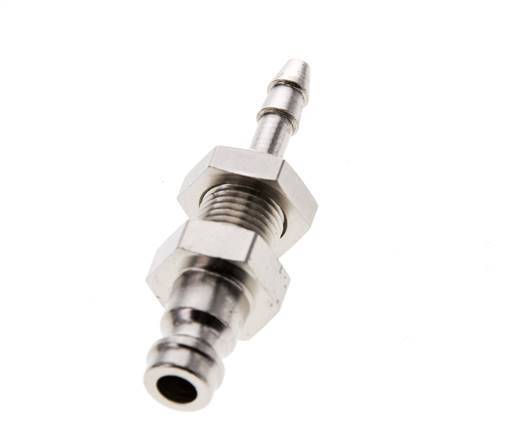 Messing vernickelt DN 5 Luftkupplungsstecker 4 mm Schlauchsäule Bulkhead