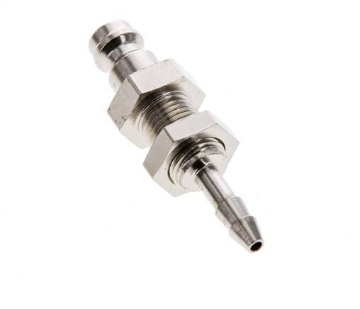 Messing vernickelt DN 5 Luftkupplungsstecker 4 mm Schlauchsäule Bulkhead