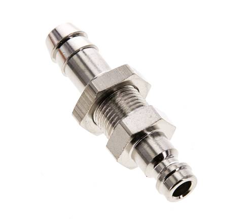 Messing vernickelt DN 5 Luftkupplungsstecker 9 mm Schlauchsäule Bulkhead