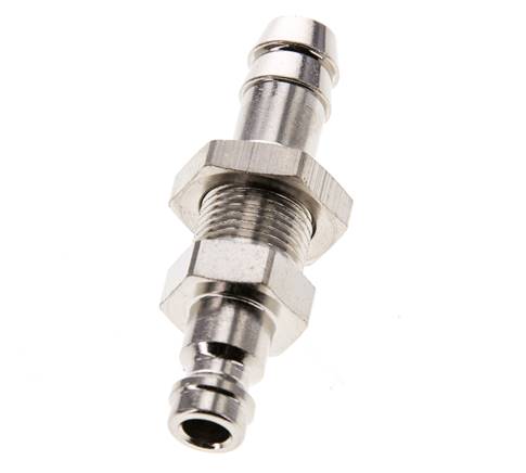Messing vernickelt DN 5 Luftkupplungsstecker 9 mm Schlauchsäule Bulkhead