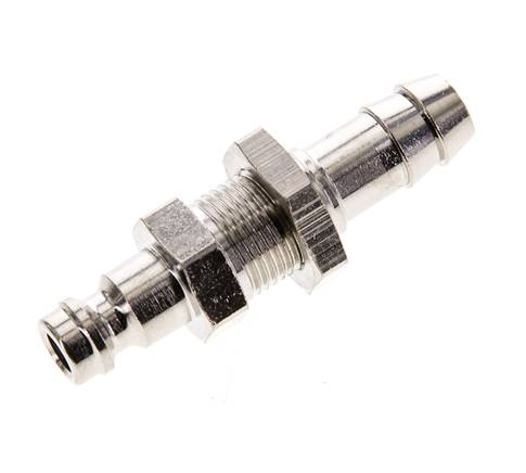 Messing vernickelt DN 5 Luftkupplungsstecker 9 mm Schlauchsäule Bulkhead