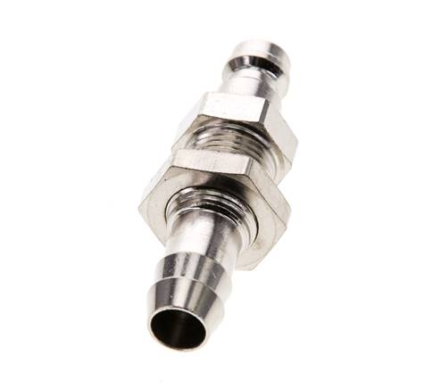 Messing vernickelt DN 5 Luftkupplungsstecker 9 mm Schlauchsäule Bulkhead