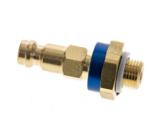 Messing DN 5 blau-kodierter Luftkupplungsstecker G 1/8 Zoll männlich