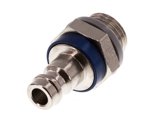 Messing vernickelt DN 5 blau Luftkupplungsstecker G 1/4 Zoll männlich