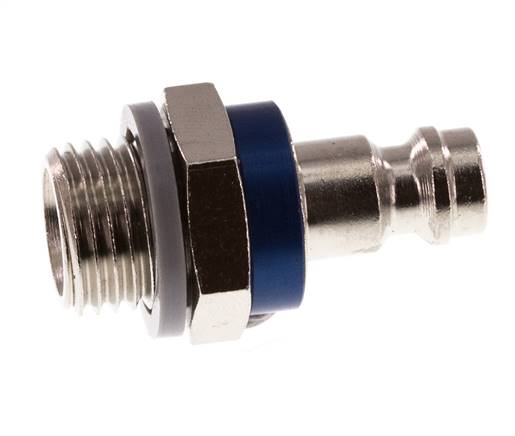 Messing vernickelt DN 5 blau Luftkupplungsstecker G 1/4 Zoll männlich
