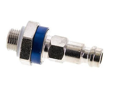 Messing vernickelt DN 5 blau kodierter Luftkupplungsstecker G 1/8 Zoll männlich