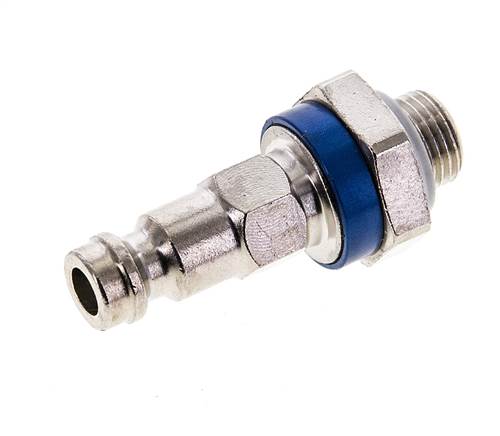 Messing vernickelt DN 5 blau kodierter Luftkupplungsstecker G 1/8 Zoll männlich