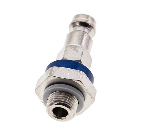 Messing vernickelt DN 5 blau kodierter Luftkupplungsstecker G 1/8 Zoll männlich