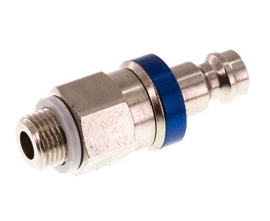 Messing vernickelt DN 5 Blau Luftkupplungsstecker G 1/8 Zoll männlich Doppelabsperrung