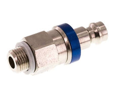 Messing vernickelt DN 5 Blau Luftkupplungsstecker G 1/8 Zoll männlich Doppelabsperrung