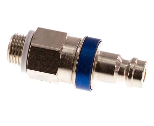 Messing vernickelt DN 5 Blau Luftkupplungsstecker G 1/8 Zoll männlich Doppelabsperrung