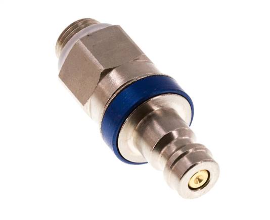 Messing vernickelt DN 5 Blau Luftkupplungsstecker G 1/8 Zoll männlich Doppelabsperrung