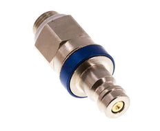 Messing vernickelt DN 5 Blau Luftkupplungsstecker G 1/8 Zoll männlich Doppelabsperrung