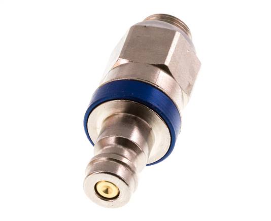 Messing vernickelt DN 5 Blau Luftkupplungsstecker G 1/8 Zoll männlich Doppelabsperrung