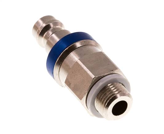 Messing vernickelt DN 5 Blau Luftkupplungsstecker G 1/8 Zoll männlich Doppelabsperrung
