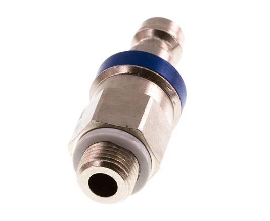 Messing vernickelt DN 5 Blau Luftkupplungsstecker G 1/8 Zoll männlich Doppelabsperrung