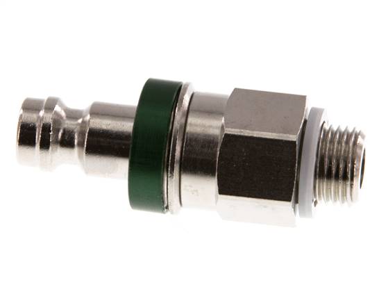 Messing vernickelt DN 5 Grüner Luftkupplungsstecker G 1/8 Zoll männlich Doppelabsperrung