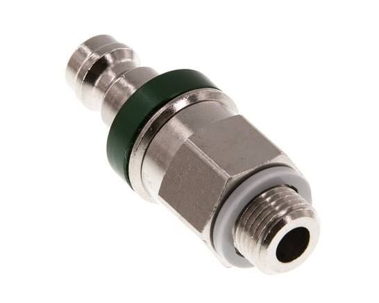 Messing vernickelt DN 5 Grüner Luftkupplungsstecker G 1/8 Zoll männlich Doppelabsperrung