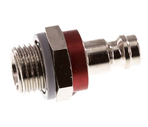 Messing vernickelt DN 5 rot Luftkupplungsstecker G 1/4 Zoll männlich