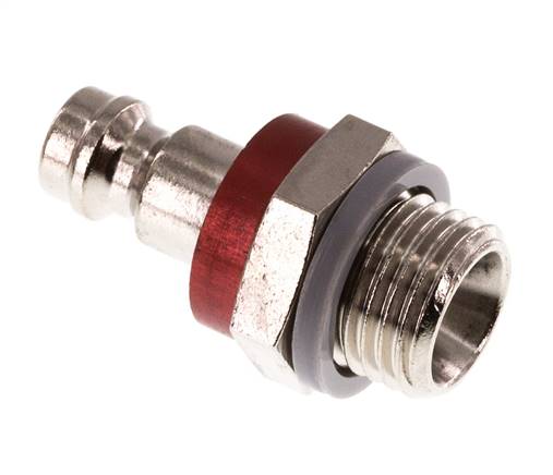 Messing vernickelt DN 5 rot Luftkupplungsstecker G 1/4 Zoll männlich