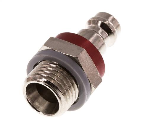 Messing vernickelt DN 5 rot Luftkupplungsstecker G 1/4 Zoll männlich