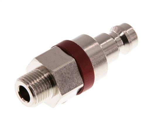 Messing vernickelt DN 5 rot Luftkupplungsstecker G 1/8 Zoll männlich