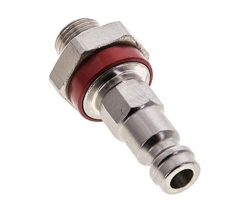 Messing vernickelt DN 5 rot-kodiert Luftkupplungsstecker G 1/8 Zoll männlich