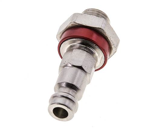 Messing vernickelt DN 5 rot-kodiert Luftkupplungsstecker G 1/8 Zoll männlich