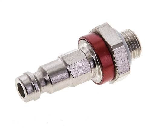 Messing vernickelt DN 5 rot-kodiert Luftkupplungsstecker G 1/8 Zoll männlich