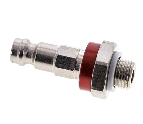 Messing vernickelt DN 5 rot-kodiert Luftkupplungsstecker G 1/8 Zoll männlich