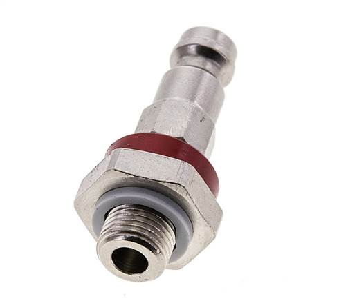 Messing vernickelt DN 5 rot-kodiert Luftkupplungsstecker G 1/8 Zoll männlich