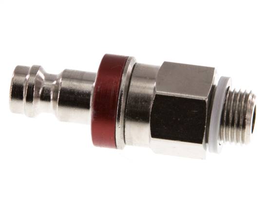 Messing vernickelt DN 5 Rot Luftkupplungsstecker G 1/8 Zoll männlich Doppelabsperrung