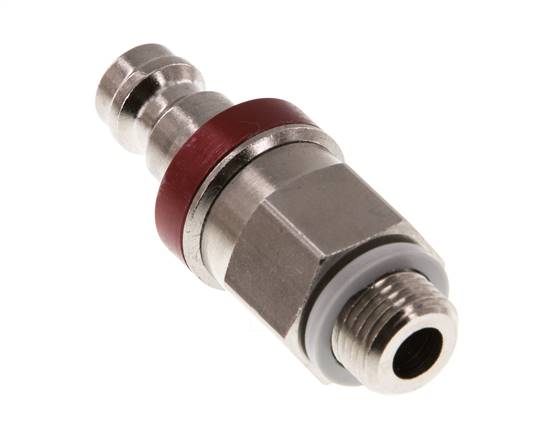 Messing vernickelt DN 5 Rot Luftkupplungsstecker G 1/8 Zoll männlich Doppelabsperrung