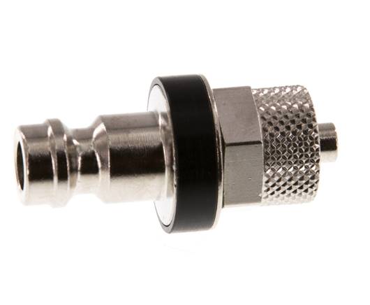Messing vernickelt DN 5 Schwarz Luftkupplungsstecker 4x6 mm Überwurfmutter