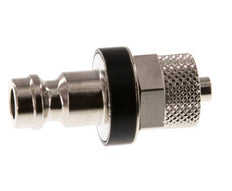 Messing vernickelt DN 5 Schwarz Luftkupplungsstecker 4x6 mm Überwurfmutter