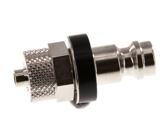 Messing vernickelt DN 5 Schwarz Luftkupplungsstecker 4x6 mm Überwurfmutter