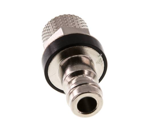Messing vernickelt DN 5 Schwarz Luftkupplungsstecker 4x6 mm Überwurfmutter