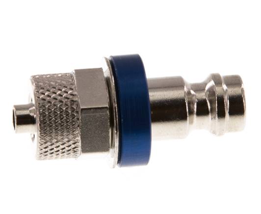 Messing vernickelt DN 5 Blau Luftkupplungsstecker 4x6 mm Überwurfmutter