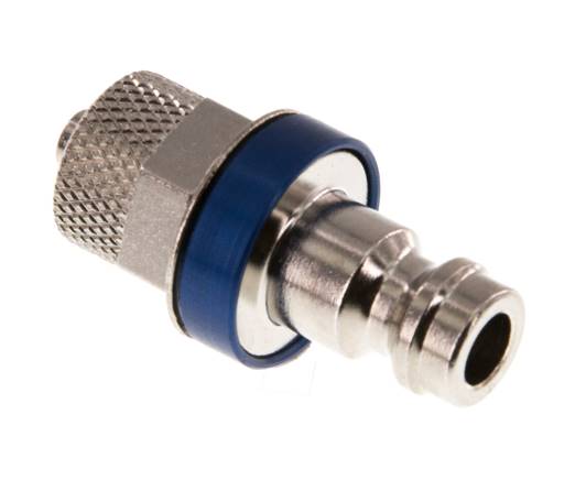 Messing vernickelt DN 5 Blau Luftkupplungsstecker 4x6 mm Überwurfmutter
