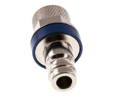 Messing vernickelt DN 5 Blau Luftkupplungsstecker 4x6 mm Überwurfmutter