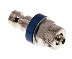 Messing vernickelt DN 5 Blau Luftkupplungsstecker 4x6 mm Überwurfmutter