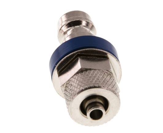 Messing vernickelt DN 5 Blau Luftkupplungsstecker 4x6 mm Überwurfmutter