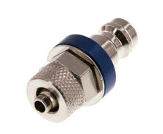 Messing vernickelt DN 5 Blau Luftkupplungsstecker 4x6 mm Überwurfmutter