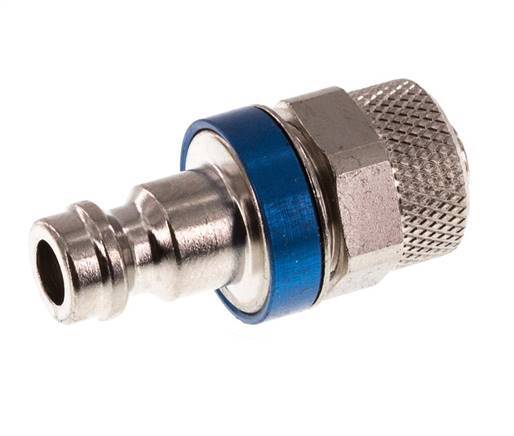 Messing vernickelt DN 5 Blau Luftkupplungsstecker 6x8 mm Überwurfmutter