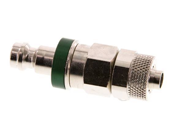 Messing vernickelt DN 5 Grüner Luftkupplungsstecker 6x8 mm Überwurfmutter Doppelabsperrung