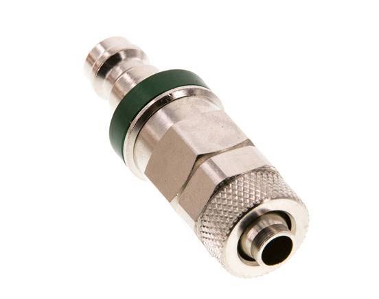 Messing vernickelt DN 5 Grüner Luftkupplungsstecker 6x8 mm Überwurfmutter Doppelabsperrung