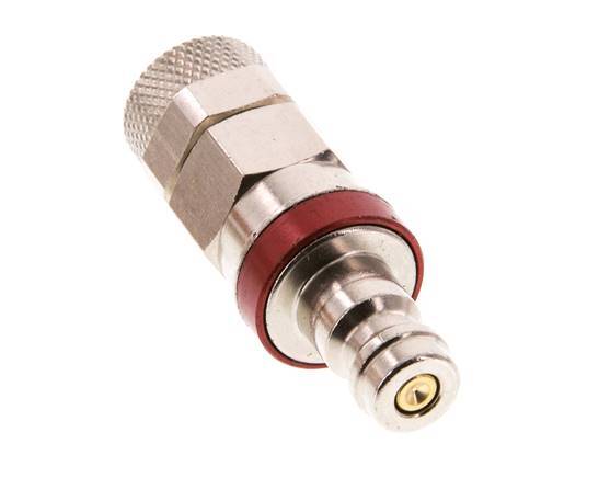 Messing vernickelt DN 5 Rot Luftkupplungsstecker 6x8 mm Überwurfmutter Doppelabsperrung