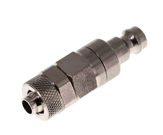 Messing vernickelt DN 5 Luftkupplungsstecker 6x8 mm Überwurfmutter Doppelabsperrung