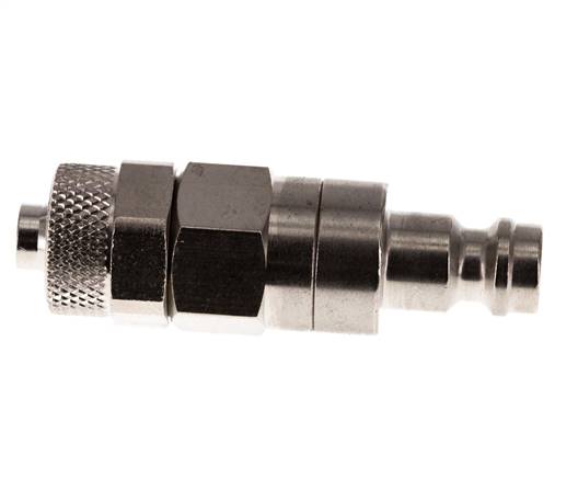 Messing vernickelt DN 5 Luftkupplungsstecker 6x8 mm Überwurfmutter Doppelabsperrung